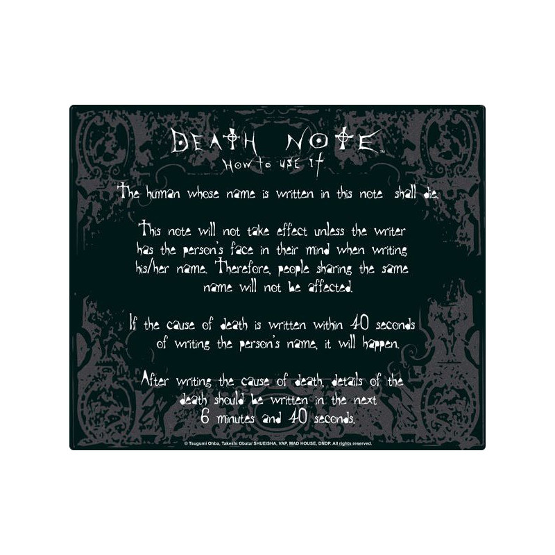 Tapis de souris règles Death Note