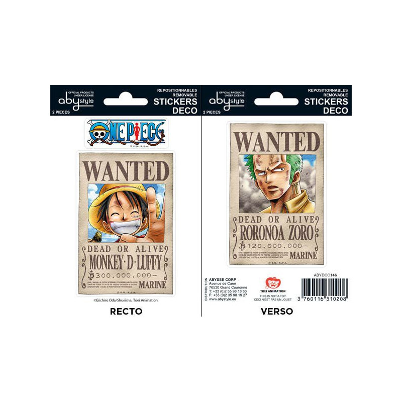Planche Stickers One Piece Wanted Luffy & Zoro