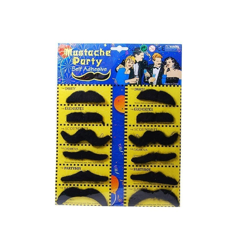 Lot de 12 moustaches adhésives
