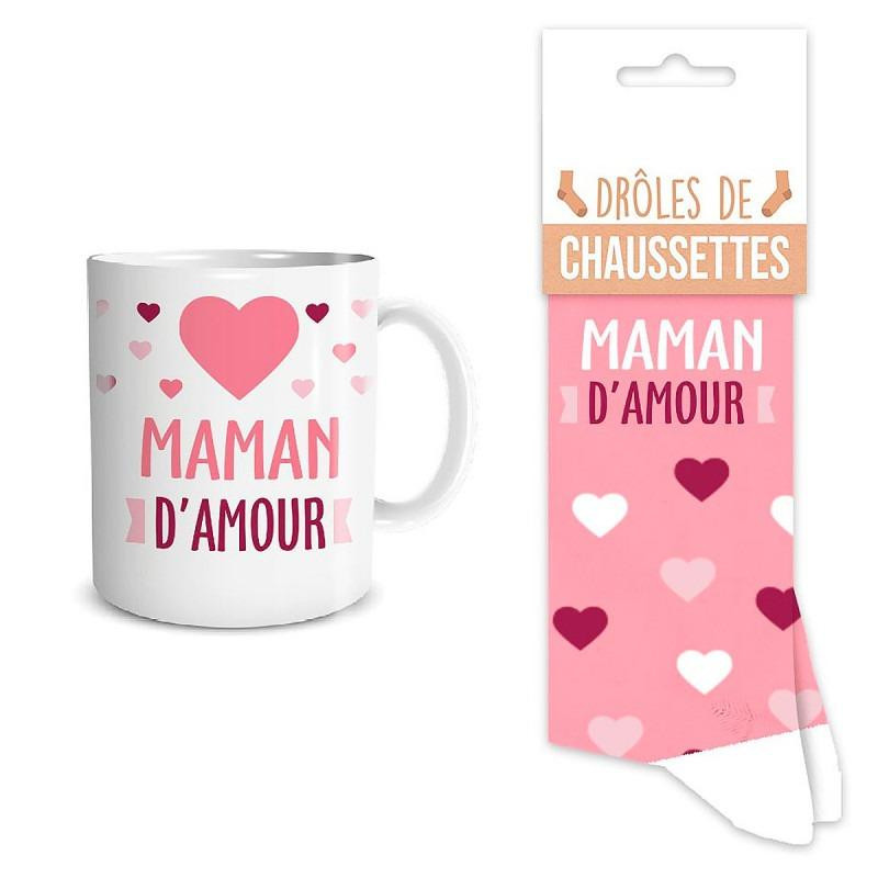 Coffret mug chaussettes Maman d'amour