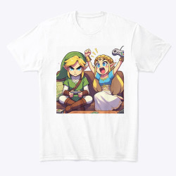 T-shirt Parodie Zelda Link jouant la SNES