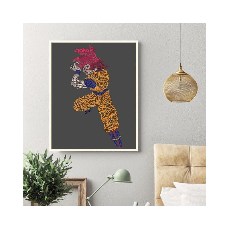 Tableau Goku God Saiyan lettres alphabet