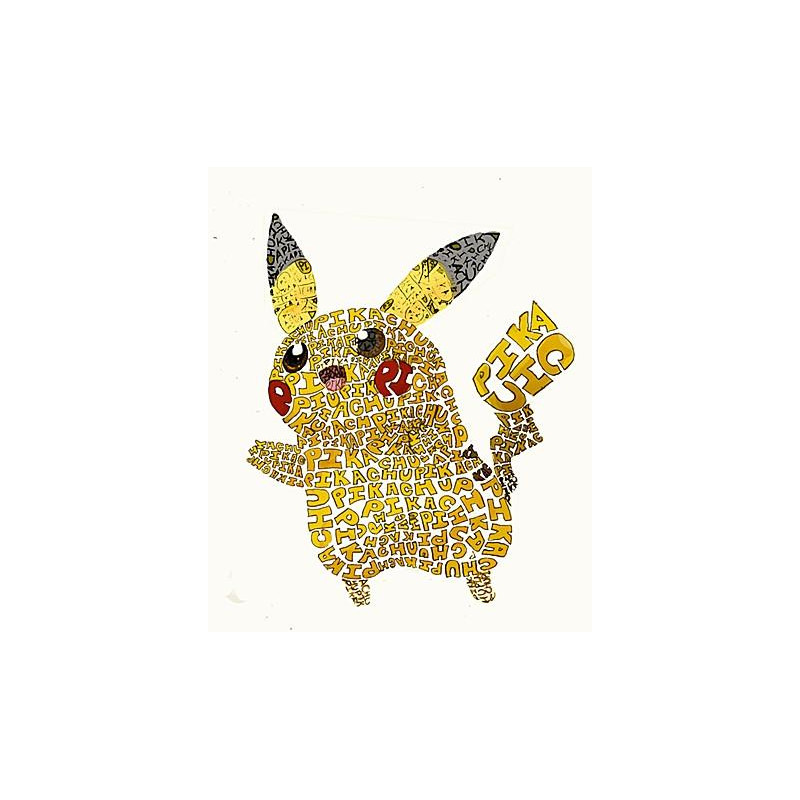 Tableau Pikachu lettres alphabet blanc