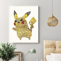 Tableau Pikachu lettres alphabet blanc