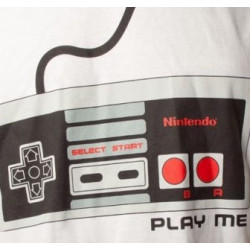 T-shirt Nintendo Blanc Manette NES Play Me