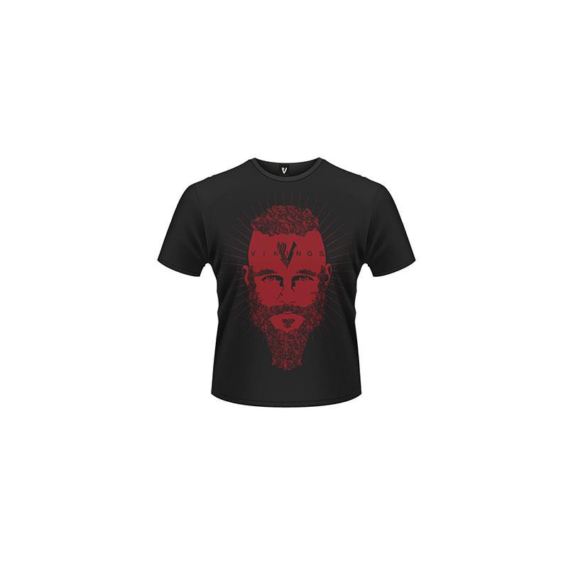 T-shirt Viking Noir Ragnar Red Face et Logo  
