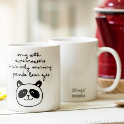 Mug - Superpowers to cure early morning panda bear eyes