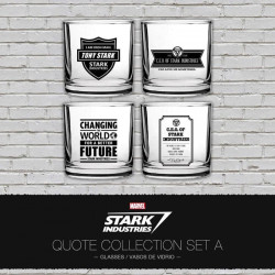 4 Verres Marvel Iron Man Stark Industries Quotes Set A
