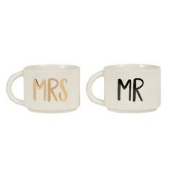 Set de 2 mugs emboîtables pour couples - Mr & Mrs