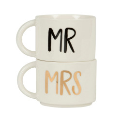 Set de 2 mugs emboîtables pour couples - Mr & Mrs