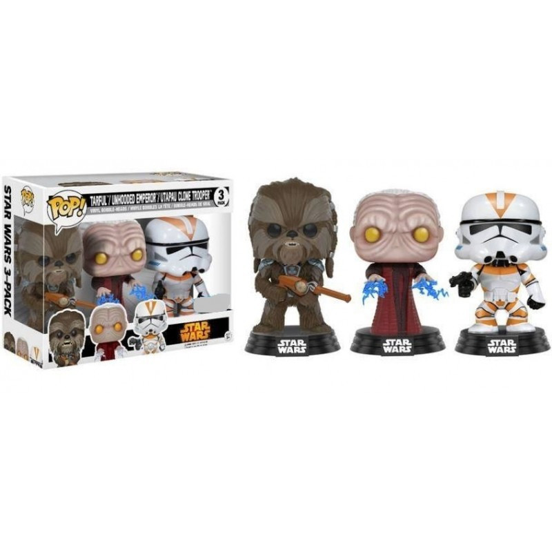 Figurine pop Star Wars - Tri-Pack Chewbacca, l'empereur et Stormtrooper Utapau