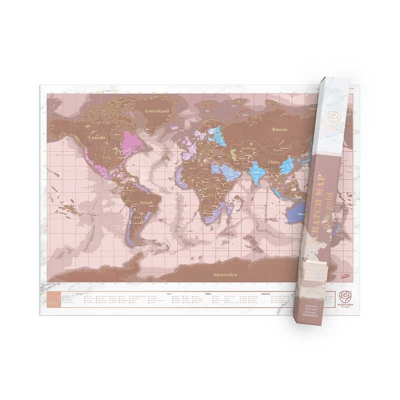 Carte du monde à gratter rose gold
