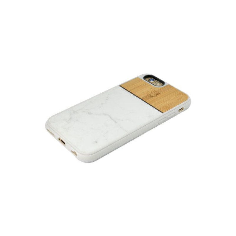 Coque smartphone en marbre blanc et bambou - iPhone 6 - 6S