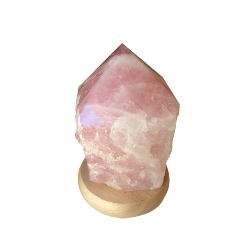 Lampe minérale en quartz rose avec pointe polie